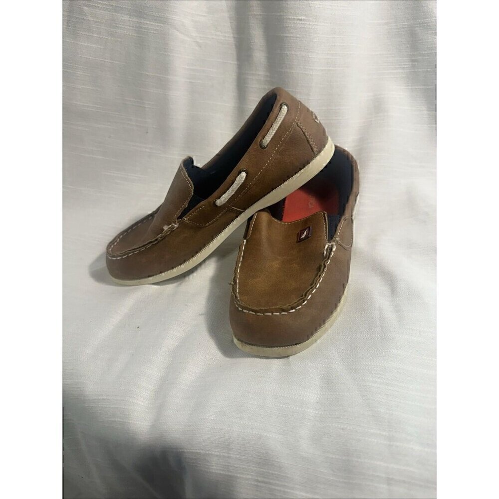 NAUTICA MENS LEATHER LOAFERS SHOES SIZE 5 - BROWN THESE ARE NICE SHOES!